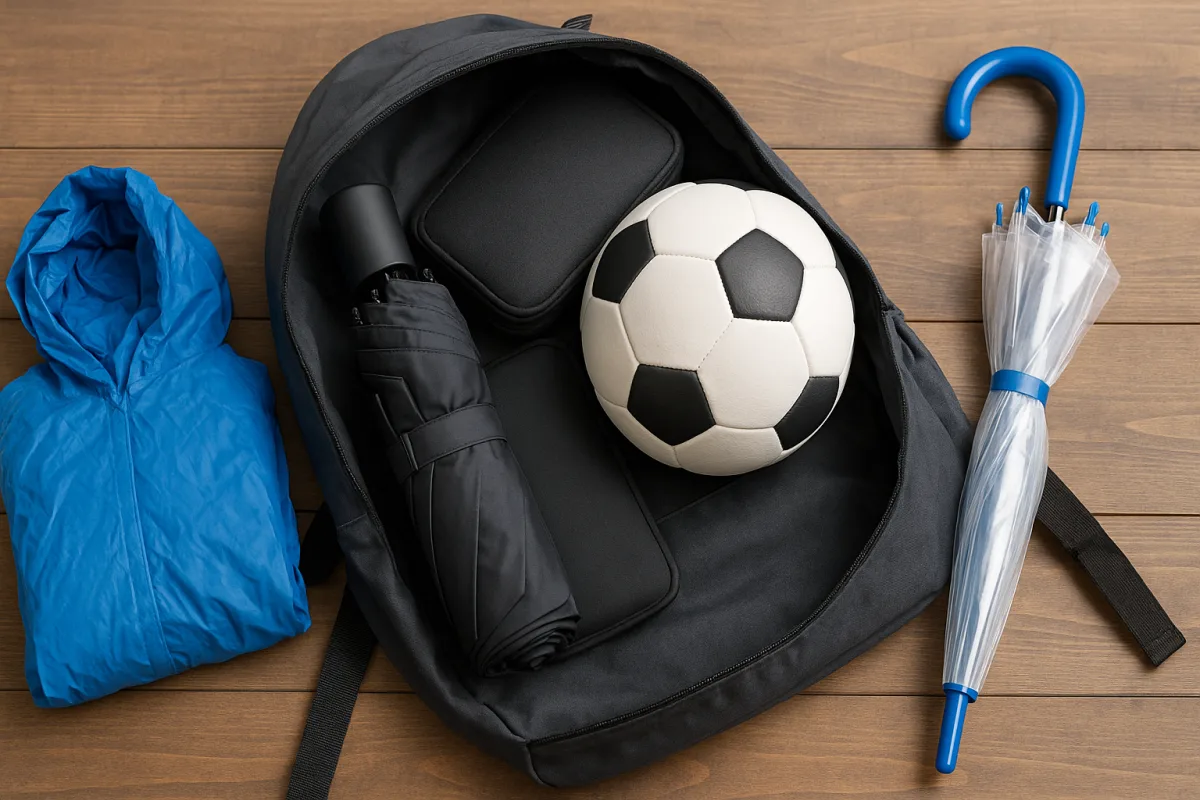 Cosa mettere nello zaino se piove il giorno della partita? Accessori indispensabili per non restare impreparati